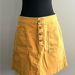 GAP Mustard A-Line Skirt with Button Detail